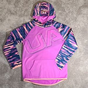 Youth Girls Large Under Armour Hoody Purple Orange